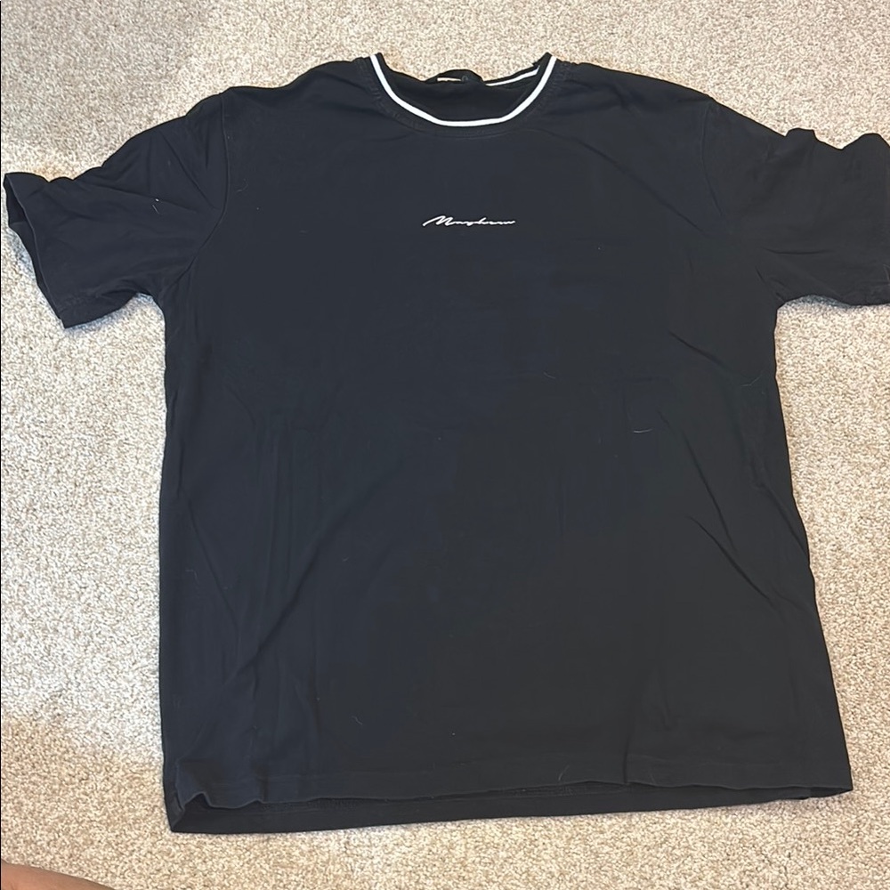 SHEIN Black Tee with White Trim